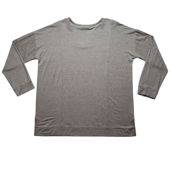 Pure Jill Tranquility Fleece Blouse Womens Large T Long Sleeve V Neck Top Tan - Picture 8 of 11